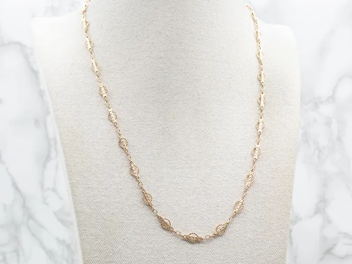 Long Yellow Gold Fancy Link Chain Market Square Jewelers Necklaces