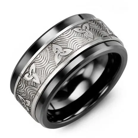 Madani 11mm Black Ceramic 14K White Gold Ring Rings