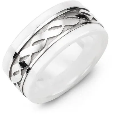 Madani 9mm White Ceramic 14K White Gold Ring Rings