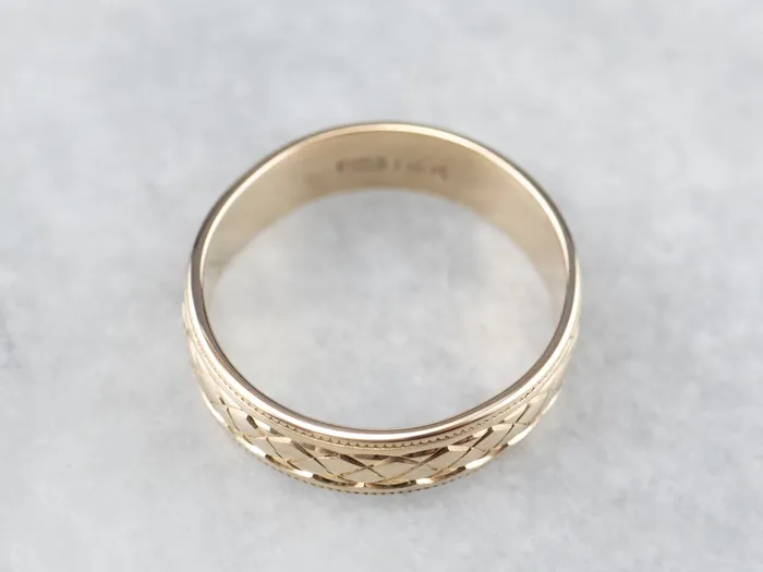 Market Square Jewelers 14K Gold Quilted Patterned Wedding Band Rings Market Square Jewelers 14K Gold Quilted Patterned Wedding Band Rings
