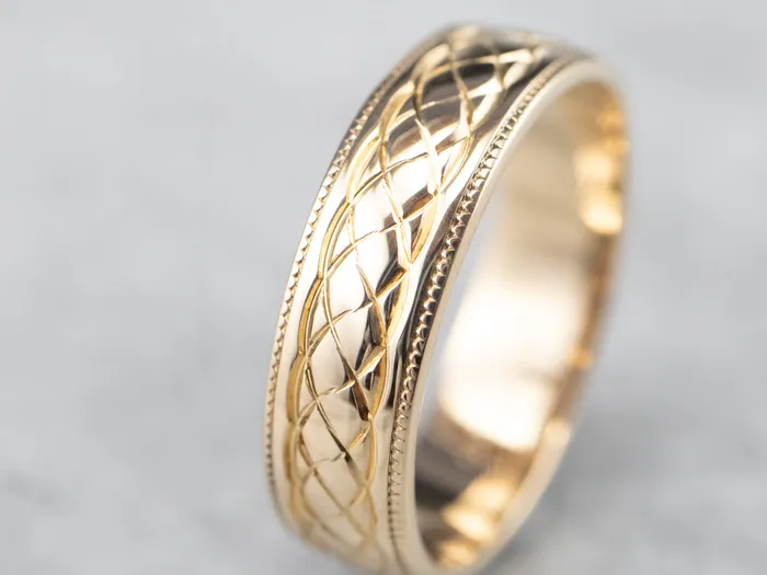 Market Square Jewelers 14K Gold Quilted Patterned Wedding Band Rings Market Square Jewelers 14K Gold Quilted Patterned Wedding Band Rings