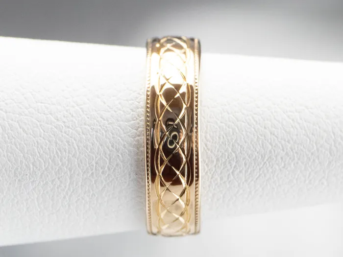 Market Square Jewelers 14K Gold Quilted Patterned Wedding Band Rings Market Square Jewelers 14K Gold Quilted Patterned Wedding Band Rings