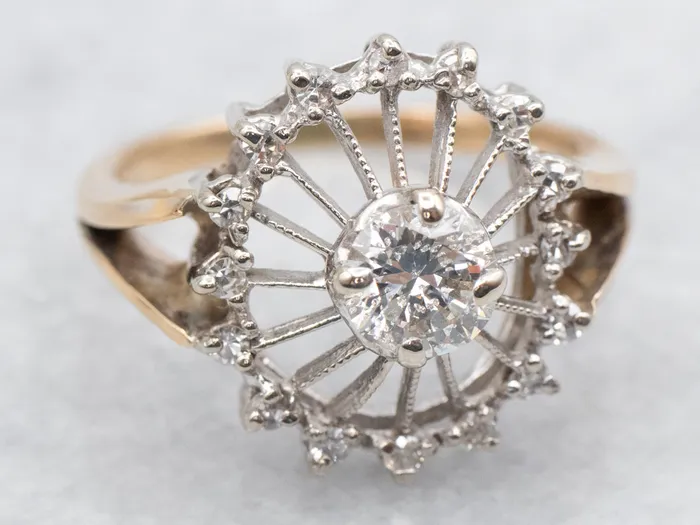 Market Square Jewelers 1940s Diamond Halo Two Tone Ring Rings Market Square Jewelers 1940s Diamond Halo Two Tone Ring Rings