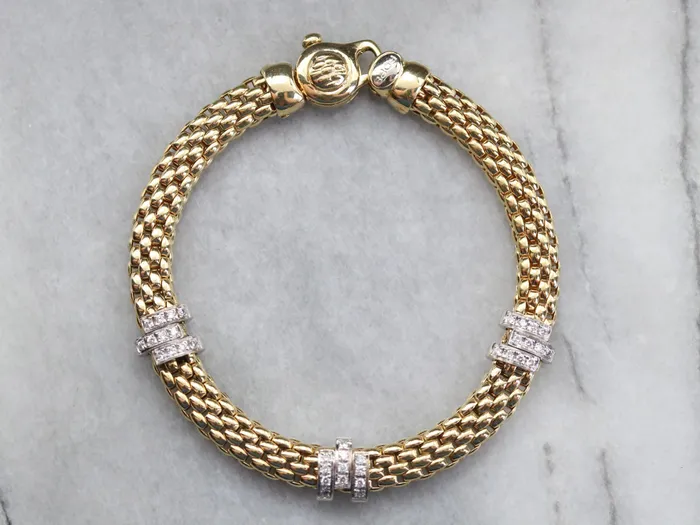 Market Square Jewelers Bracelets Mixed Metal Mesh Diamond Bracelet