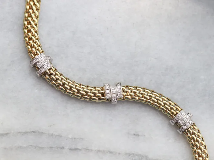 Market Square Jewelers Bracelets Mixed Metal Mesh Diamond Bracelet Market Square Jewelers Bracelets Mixed Metal Mesh Diamond Bracelet