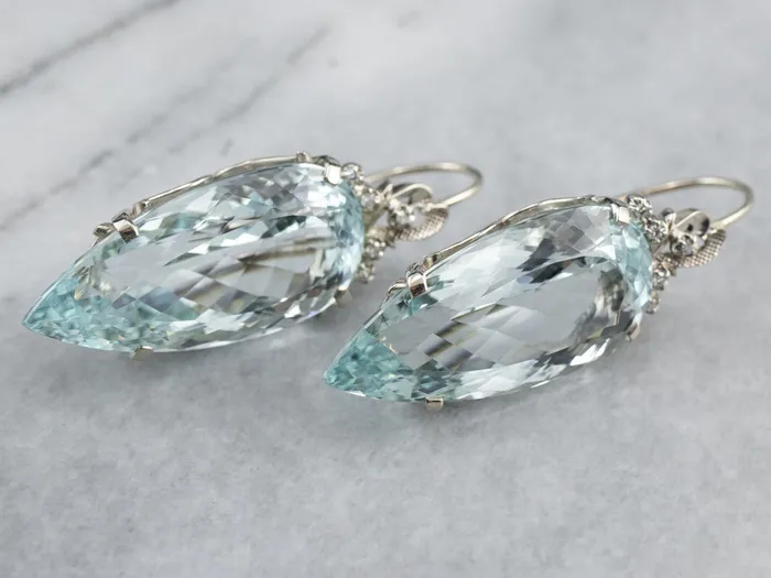 Market Square Jewelers Earrings Bold Aquamarine and Diamond Drop Earrings Market Square Jewelers Earrings Bold Aquamarine and Diamond Drop Earrings