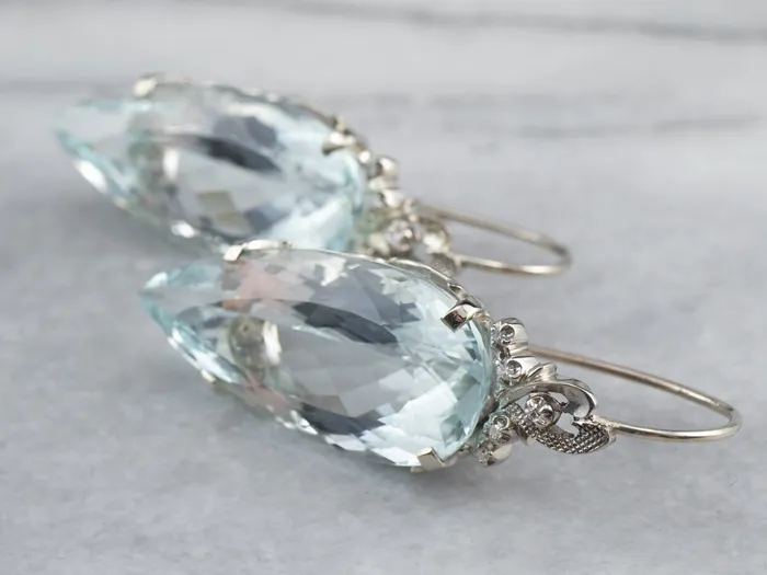 Market Square Jewelers Earrings Bold Aquamarine and Diamond Drop Earrings Market Square Jewelers Earrings Bold Aquamarine and Diamond Drop Earrings