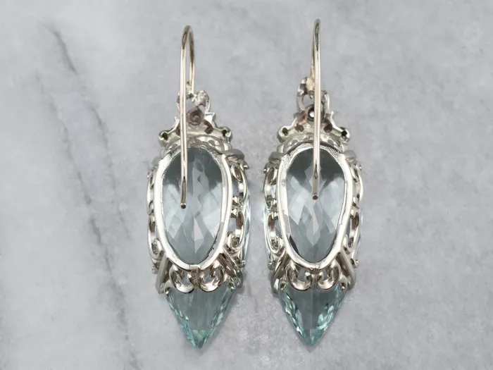 Market Square Jewelers Earrings Bold Aquamarine and Diamond Drop Earrings Market Square Jewelers Earrings Bold Aquamarine and Diamond Drop Earrings