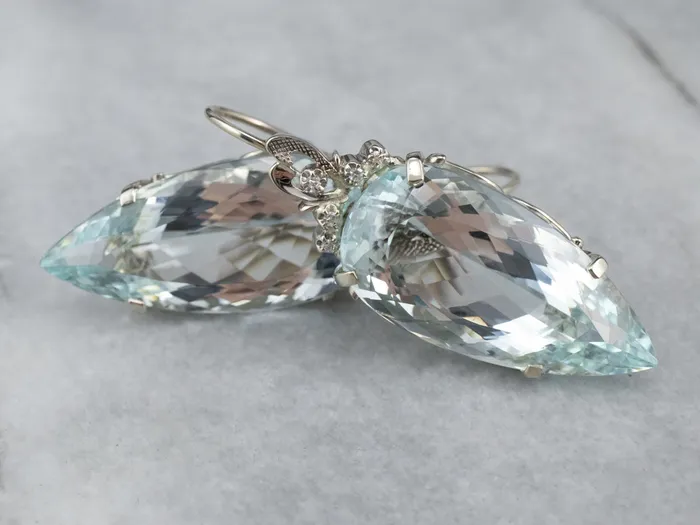 Market Square Jewelers Earrings Bold Aquamarine and Diamond Drop Earrings Market Square Jewelers Earrings Bold Aquamarine and Diamond Drop Earrings