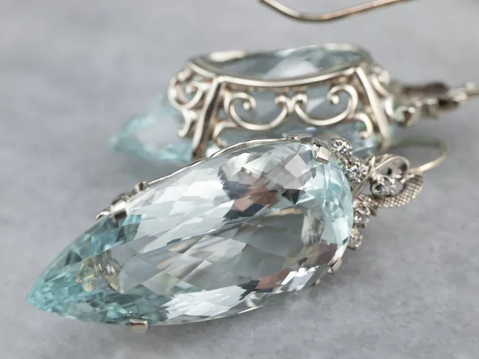 Market Square Jewelers Earrings Bold Aquamarine and Diamond Drop Earrings Market Square Jewelers Earrings Bold Aquamarine and Diamond Drop Earrings