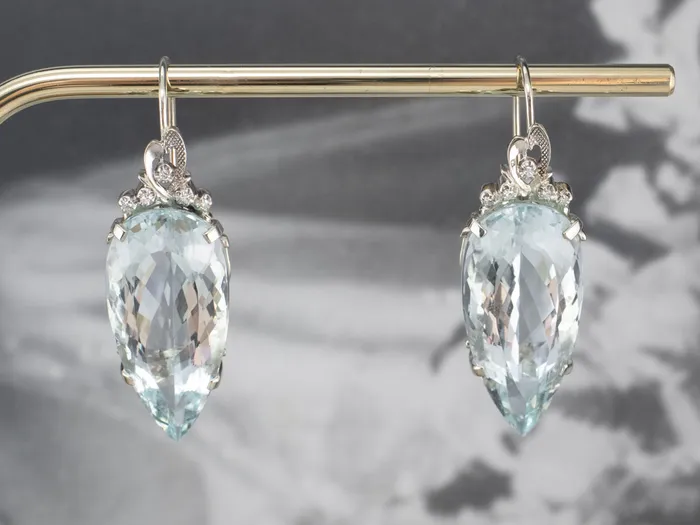Market Square Jewelers Earrings Bold Aquamarine and Diamond Drop Earrings Market Square Jewelers Earrings Bold Aquamarine and Diamond Drop Earrings