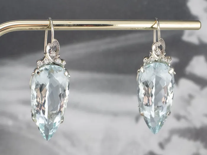 Market Square Jewelers Earrings Bold Aquamarine and Diamond Drop Earrings Market Square Jewelers Earrings Bold Aquamarine and Diamond Drop Earrings