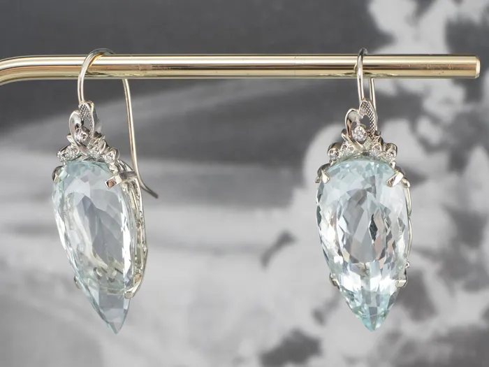 Market Square Jewelers Earrings Bold Aquamarine and Diamond Drop Earrings Market Square Jewelers Earrings Bold Aquamarine and Diamond Drop Earrings