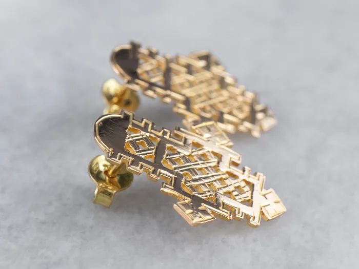Market Square Jewelers Earrings Etched Gold Ethiopian Cross Stud Earrings Market Square Jewelers Earrings Etched Gold Ethiopian Cross Stud Earrings
