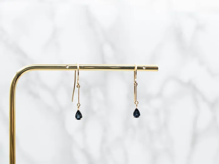 Market Square Jewelers Earrings Gold Bar Sapphire Drop Earrings Market Square Jewelers Earrings Gold Bar Sapphire Drop Earrings