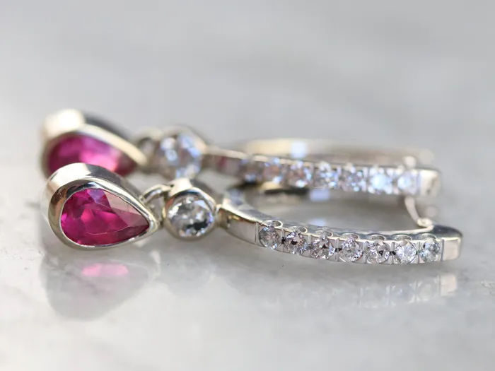 Market Square Jewelers Earrings Pink Sapphire and Diamond Drop Earrings