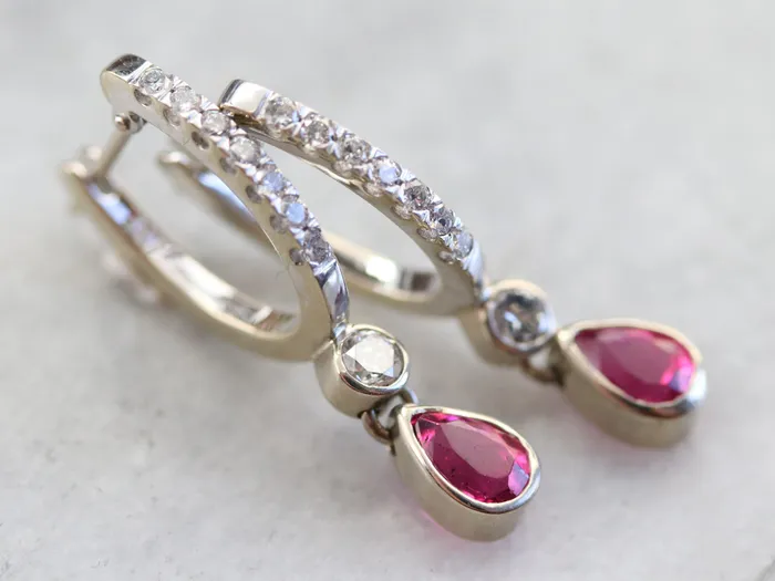 Market Square Jewelers Earrings Pink Sapphire and Diamond Drop Earrings Market Square Jewelers Earrings Pink Sapphire and Diamond Drop Earrings
