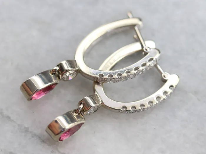 Market Square Jewelers Earrings Pink Sapphire and Diamond Drop Earrings Market Square Jewelers Earrings Pink Sapphire and Diamond Drop Earrings