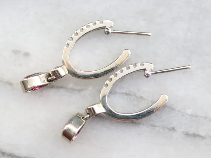 Market Square Jewelers Earrings Pink Sapphire and Diamond Drop Earrings Market Square Jewelers Earrings Pink Sapphire and Diamond Drop Earrings