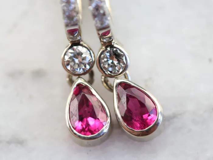 Market Square Jewelers Earrings Pink Sapphire and Diamond Drop Earrings Market Square Jewelers Earrings Pink Sapphire and Diamond Drop Earrings
