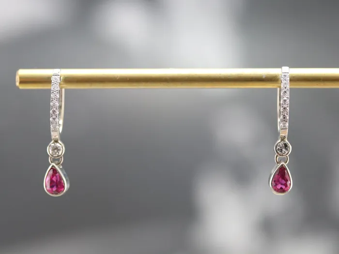 Market Square Jewelers Earrings Pink Sapphire and Diamond Drop Earrings Market Square Jewelers Earrings Pink Sapphire and Diamond Drop Earrings