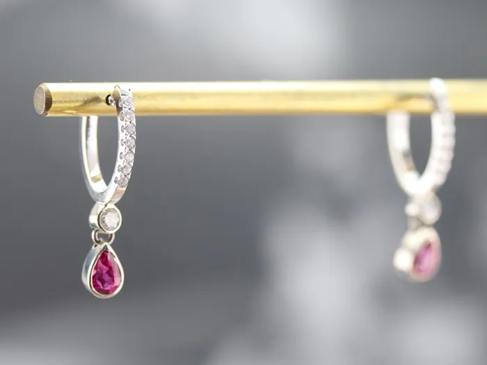 Market Square Jewelers Earrings Pink Sapphire and Diamond Drop Earrings Market Square Jewelers Earrings Pink Sapphire and Diamond Drop Earrings