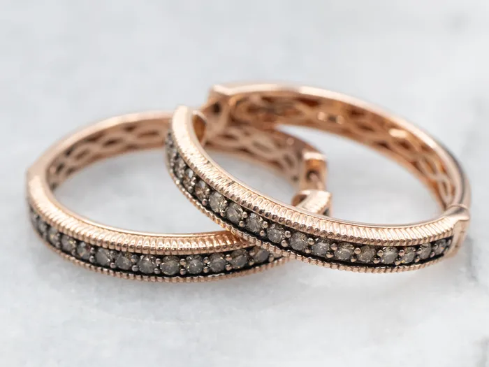 Market Square Jewelers Earrings Rose Gold Levian Chocolate Diamond Hinged Hoop Earrings Market Square Jewelers Earrings Rose Gold Levian Chocolate Diamond Hinged Hoop Earrings