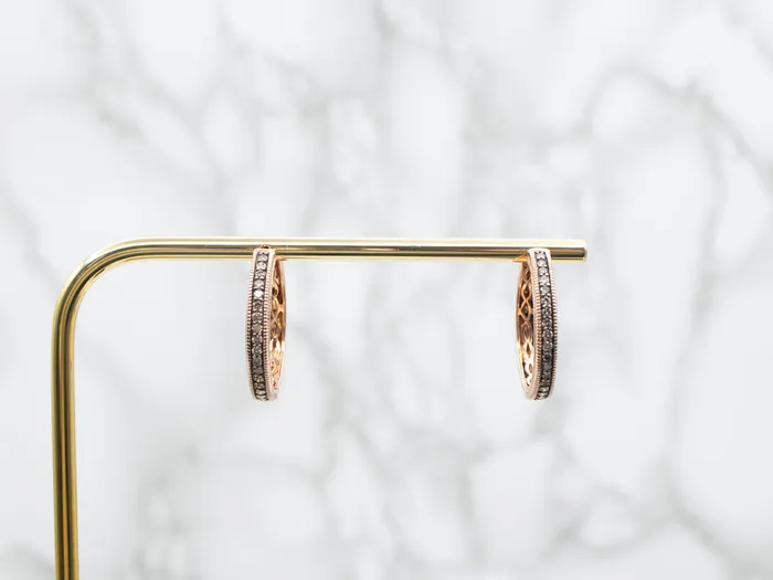 Market Square Jewelers Earrings Rose Gold Levian Chocolate Diamond Hinged Hoop Earrings Market Square Jewelers Earrings Rose Gold Levian Chocolate Diamond Hinged Hoop Earrings