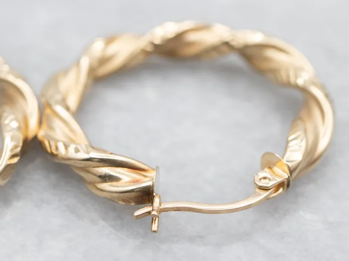 Market Square Jewelers Earrings Textured Gold Twisted Hoop Earrings Market Square Jewelers Earrings Textured Gold Twisted Hoop Earrings