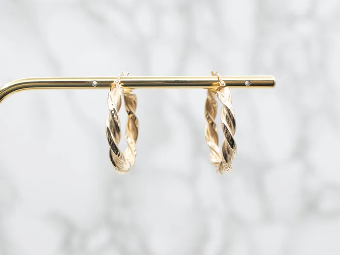 Market Square Jewelers Earrings Textured Gold Twisted Hoop Earrings Market Square Jewelers Earrings Textured Gold Twisted Hoop Earrings
