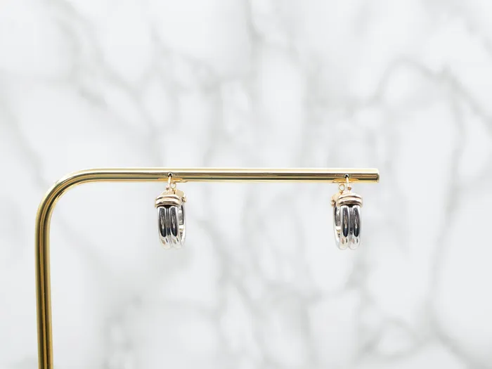 Market Square Jewelers Earrings Two Tone Yellow and White Gold Hoop Earrings Market Square Jewelers Earrings Two Tone Yellow and White Gold Hoop Earrings