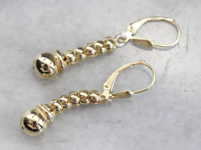 Market Square Jewelers Earrings Yellow Gold Beaded Drop Earrings