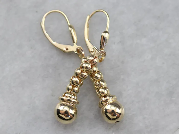 Market Square Jewelers Earrings Yellow Gold Beaded Drop Earrings Market Square Jewelers Earrings Yellow Gold Beaded Drop Earrings