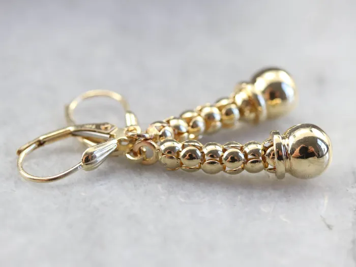 Market Square Jewelers Earrings Yellow Gold Beaded Drop Earrings Market Square Jewelers Earrings Yellow Gold Beaded Drop Earrings