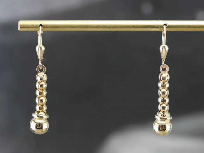 Market Square Jewelers Earrings Yellow Gold Beaded Drop Earrings Market Square Jewelers Earrings Yellow Gold Beaded Drop Earrings