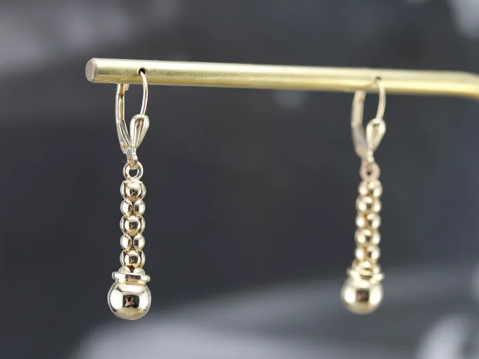 Market Square Jewelers Earrings Yellow Gold Beaded Drop Earrings Market Square Jewelers Earrings Yellow Gold Beaded Drop Earrings