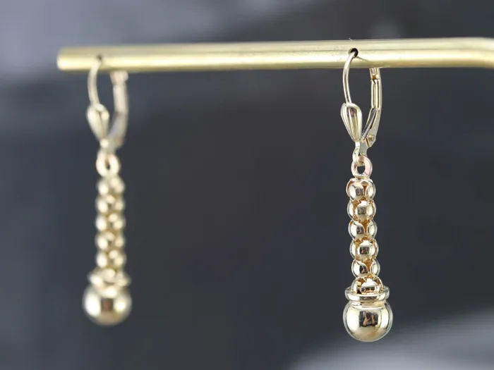 Market Square Jewelers Earrings Yellow Gold Beaded Drop Earrings Market Square Jewelers Earrings Yellow Gold Beaded Drop Earrings