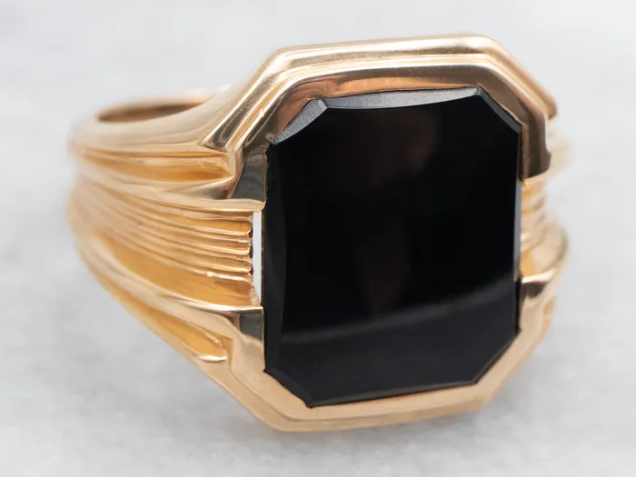 Market Square Jewelers MidCentury Mens Emerald Cut Black Onyx Ring Rings