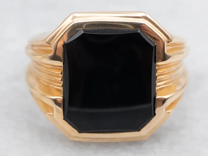 Market Square Jewelers MidCentury Mens Emerald Cut Black Onyx Ring Rings