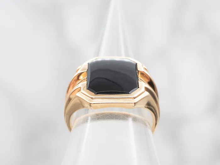 Market Square Jewelers MidCentury Mens Emerald Cut Black Onyx Ring Rings