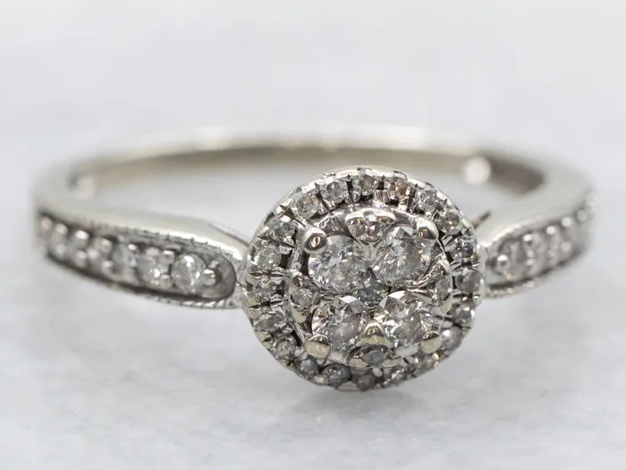 Market Square Jewelers Modern Diamond Cluster Engagement Ring with Diamond Halo Rings