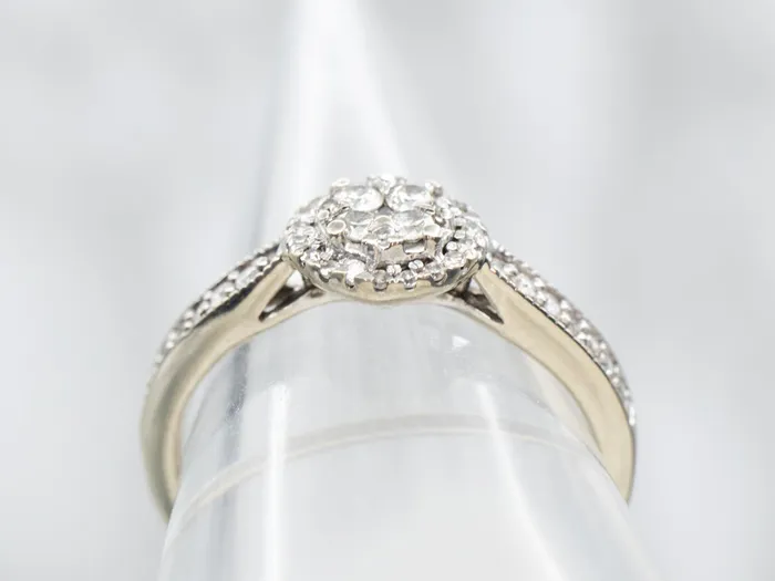 Market Square Jewelers Modern Diamond Cluster Engagement Ring with Diamond Halo Rings