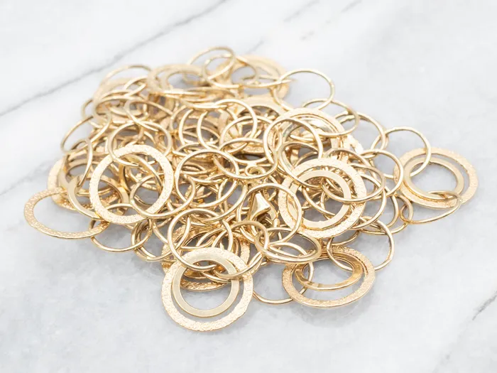 Market Square Jewelers Necklaces Long Polished and Textured Circle Link Necklace Market Square Jewelers Necklaces Long Polished and Textured Circle Link Necklace