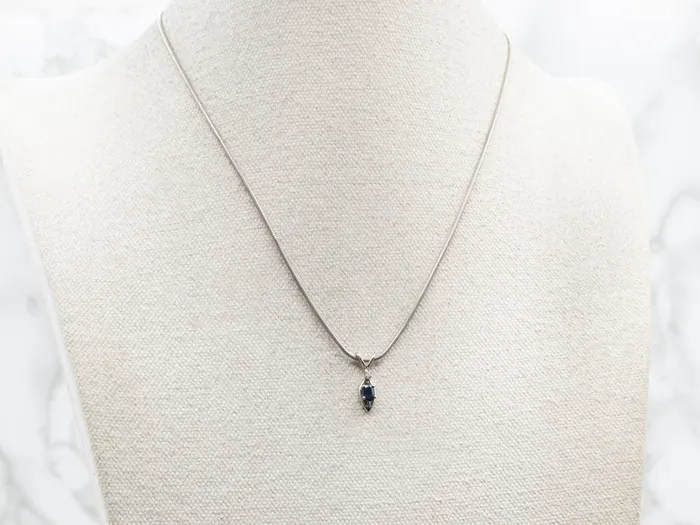 Market Square Jewelers Necklaces MarquiseCut Sapphire and Diamond Pendant