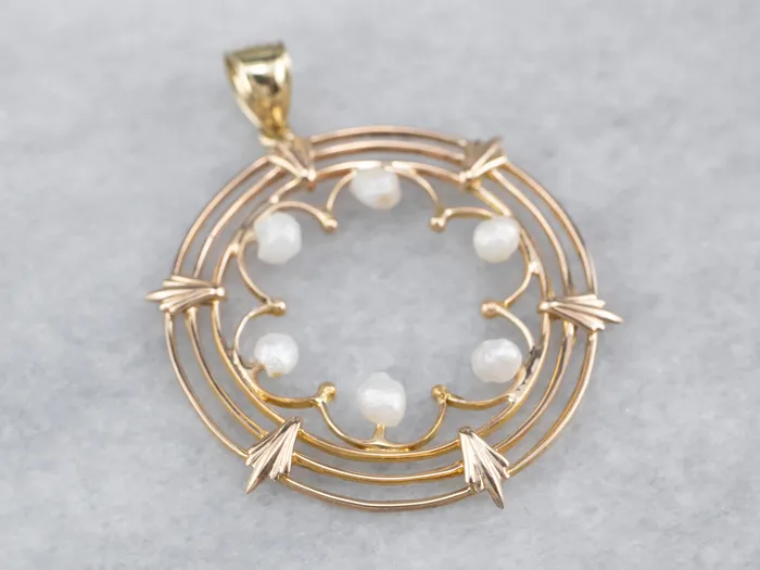 Market Square Jewelers Necklaces Pearl Gold Filigree Circle Pendant Market Square Jewelers Necklaces Pearl Gold Filigree Circle Pendant