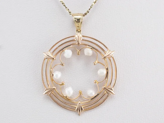 Market Square Jewelers Necklaces Pearl Gold Filigree Circle Pendant Market Square Jewelers Necklaces Pearl Gold Filigree Circle Pendant