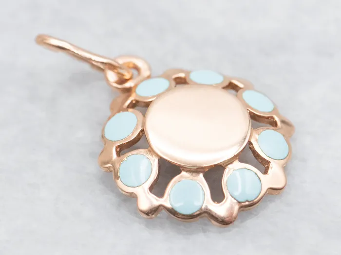 Market Square Jewelers Necklaces Rose Gold and Blue Enamel Pendant