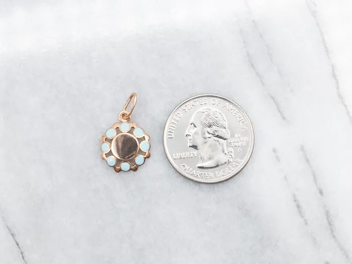 Market Square Jewelers Necklaces Rose Gold and Blue Enamel Pendant