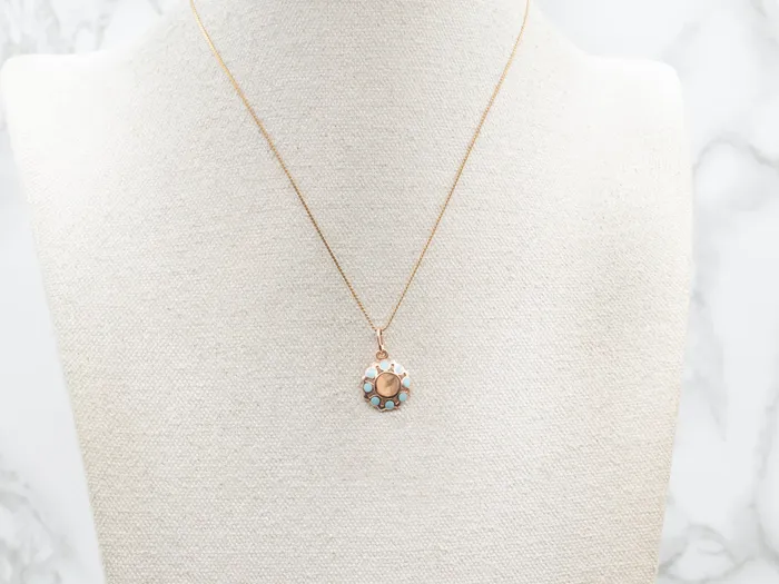 Market Square Jewelers Necklaces Rose Gold and Blue Enamel Pendant