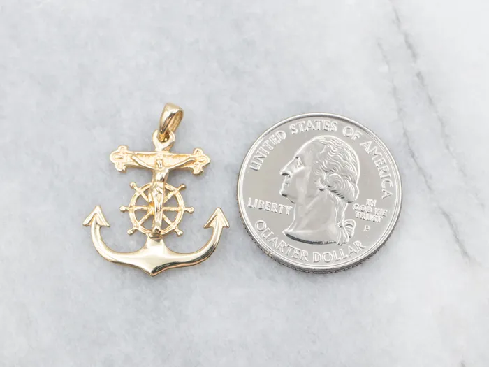 Market Square Jewelers Necklaces Yellow Gold Mariners Cross Anchor and Crucifix Pendant Market Square Jewelers Necklaces Yellow Gold Mariners Cross Anchor and Crucifix Pendant